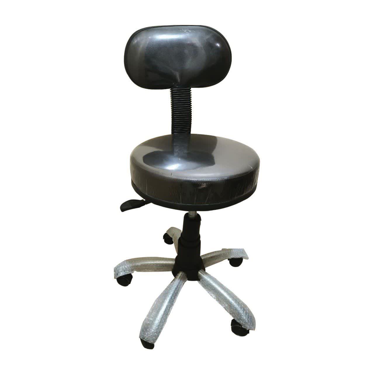 صندلی تابوره چرمی پشتی و جک دار